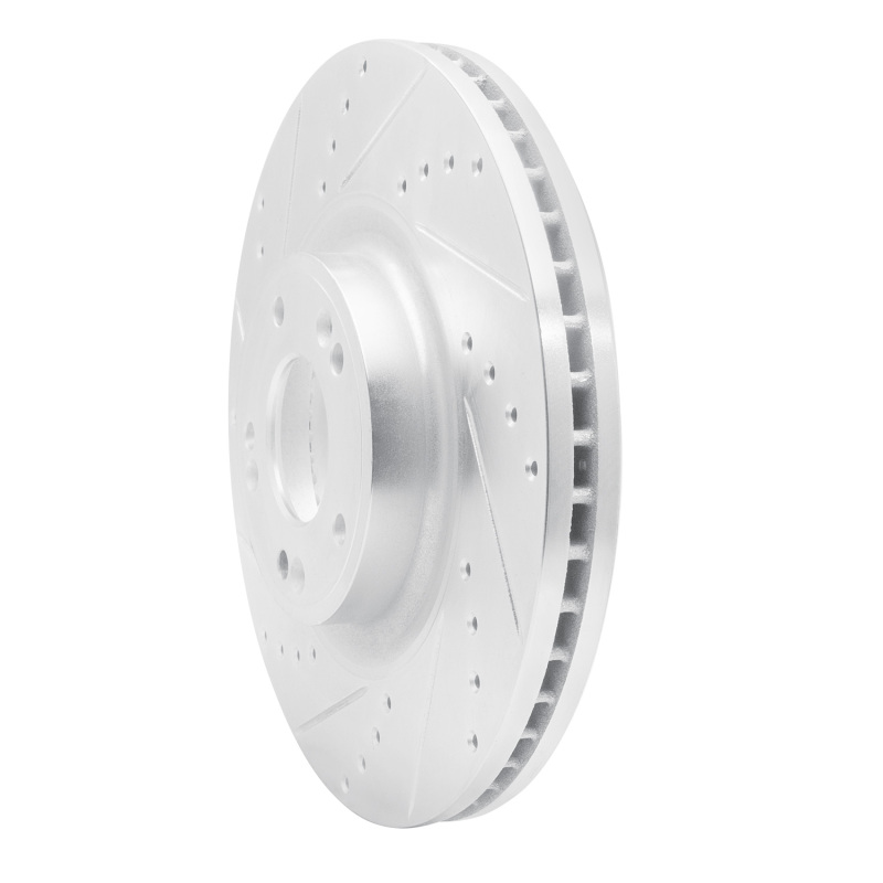 Hyundai Genesis Brake Rotor (1) - Front Left - R1 Concepts - Drilled & Slotted - Silver - `09-`14